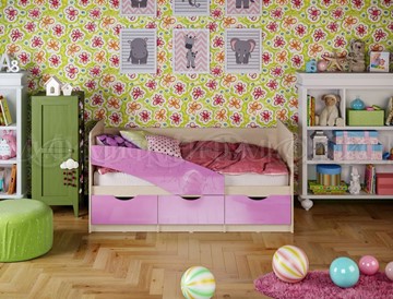 Детская кровать Бабочки 800*1600, Сиреневый глянец в Элисте
