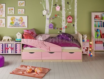 Детская кровать Дельфин, Розовый глянец 80х180 в Элисте