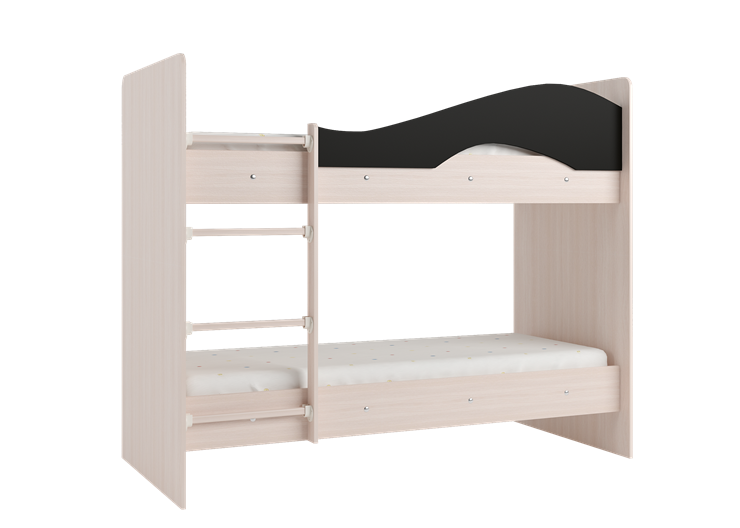 Детская  двухъярусная кровать Мая с 2 ящиками на щитах, корпус Млечный дуб, фасад Венге в Элисте - изображение 3