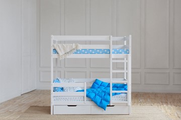 Детская 2-ярусная кровать без крыши с ящиками, цвет белый в Элисте