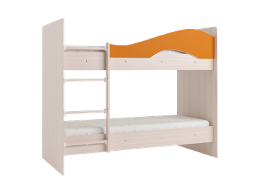 Кровать 2-ярусная Мая с 2 ящиками на щитах, корпус Млечный дуб, фасад Оранжевый в Элисте - предосмотр 2