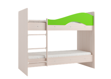 Двухэтажная детская кровать Мая с 2 ящиками на щитах, корпус Млечный дуб, фасад Салатовый в Элисте - предосмотр 3
