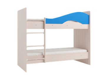Детская 2-х ярусная кровать Мая с 2 ящиками на щитах, корпус Млечный дуб, фасад Синий в Элисте - предосмотр 2