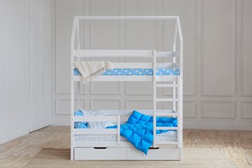 Детская 2-этажная кровать Домик с ящиками, цвет белый в Элисте