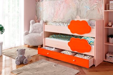 Детская двухэтажная кровать Соник 1.6 с ящиком, Оранжевый в Элисте