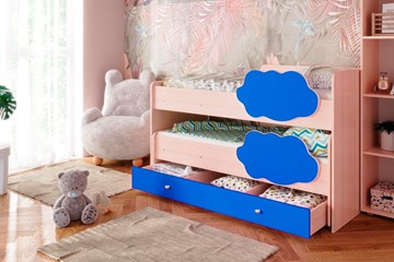 Детская двухъярусная кровать Соник 1.6 с ящиком, Синий в Элисте