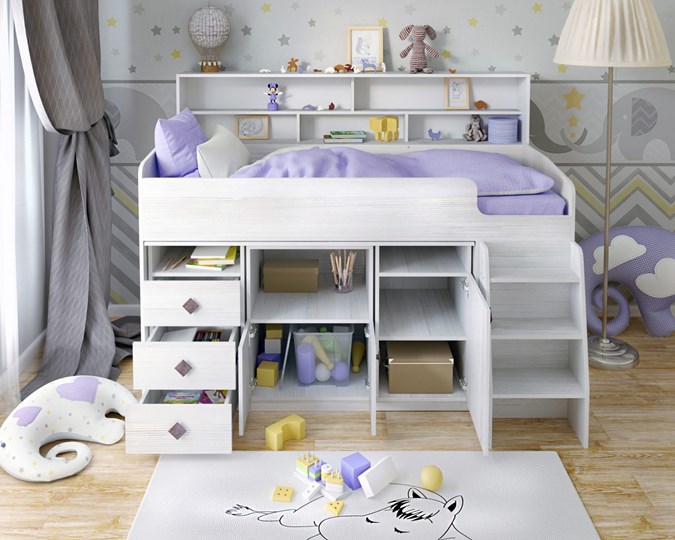 Кровать-чердак детская Малыш-5, цвет Винтерберг в Элисте - изображение 3