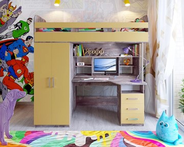 Детская кровать-шкаф Аракс, каркас Бетон, фасад Зира в Элисте
