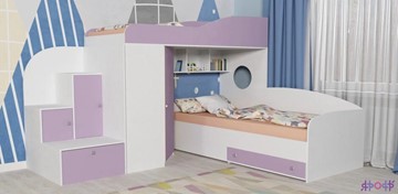 Детская кровать-шкаф Кадет-2, корпус Белое дерево, фасад Ирис в Элисте