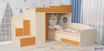 Детская кровать-шкаф Кадет-2, корпус Дуб, фасад Оранжевый в Элисте