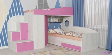 Детская кровать-шкаф Кадет-2, корпус Винтерберг, фасад Розовый в Элисте