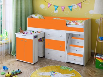 Детская кровать-шкаф Малыш 1600, корпус Винтерберг, фасад Оранжевый в Элисте