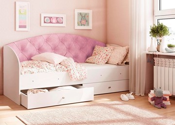 Кровать детская односпальная Эльза без бортика, Розовый (латы) в Элисте