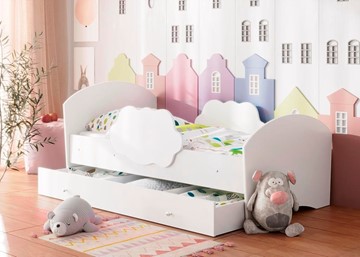 Детская кровать ТМК Тучка с ящиком, корпус Белый, фасад Белый в Элисте