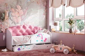 Детская кровать с ящиками Звездочка с бортиком, Розовый в Элисте