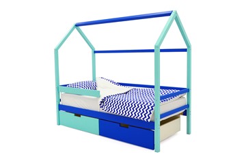 Кровать-домик в детскую Svogen синий-мятный в Элисте