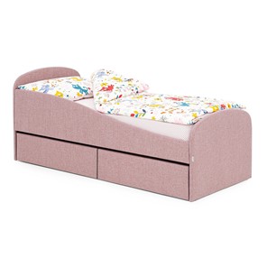 1-спальная детская кровать с ящиками Letmo 190х80 клубничный мусс (рогожка) в Элисте