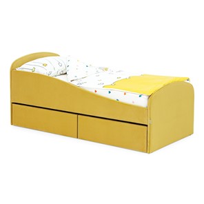 Детская кровать для мальчика с ящиками Letmo 190х80 горчичный (велюр) в Элисте