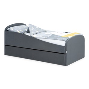 1-спальная детская кровать с ящиками Letmo 190х80 графит (велюр) в Элисте