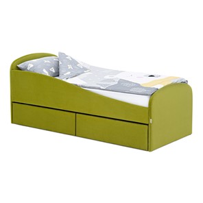 Детская кровать для мальчика с ящиками Letmo 190х80 оливковый (велюр) в Элисте