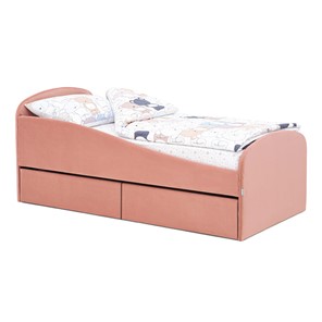 1-спальная детская кровать с ящиками Letmo 190х80 пудровый (велюр) в Элисте