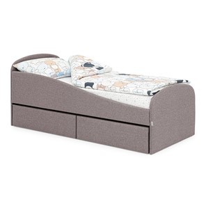 Односпальная детская кровать с ящиками Letmo 190х80 серо-коричневый (рогожка) в Элисте