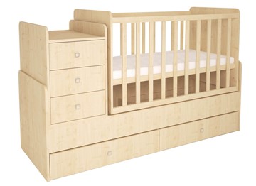 Кровать для новорожденных с комодом POLINI Kids Simple 1100 Натуральный в Элисте