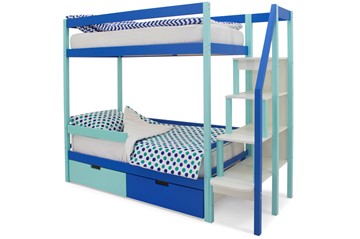 Детская двухэтажная кровать Svogen мятный-синий в Элисте