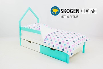Детская кровать-домик мини Skogen белый-мятный в Элисте