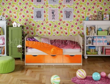 Кровать детская Бабочки 800*1600, Оранжевый глянец в Элисте