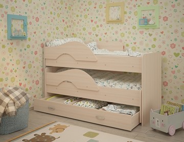 Детская кровать для мальчика Радуга 1.6 с ящиком, цвет Млечный дуб в Элисте