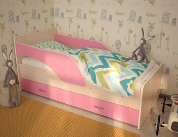Кровать детская Максимка, корпус Млечный дуб, фасад Розовый в Элисте - предосмотр
