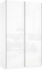 Шкаф Прайм (Белое стекло/Белое стекло) 1200x570x2300, белый снег в Элисте