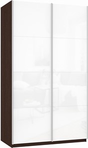 Шкаф 2-х дверный Прайм (Белое стекло/Белое стекло) 1200x570x2300, венге в Элисте