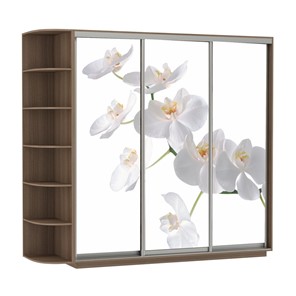 Шкаф Экспресс со стеллажом, 2100х600х2200, Орхидея белая/шимо темный в Элисте