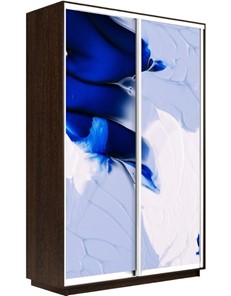Шкаф Экспресс 1600x450x2200, Абстракция бело-голубая/венге в Элисте