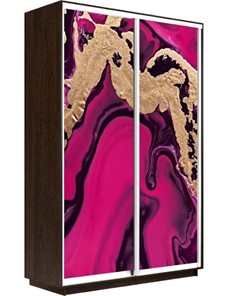 Шкаф 2-х дверный Экспресс 1600x600x2400, Абстракция розовая/венге в Элисте