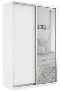 Шкаф 2-дверный Экспресс (ДСП/Зеркало) 1600х600х2200, белый снег в Элисте