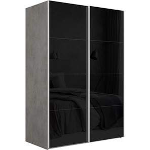 Шкаф двухдверный Эста (Стекло черное/Стекло черное) 1600x660x2400, бетон в Элисте