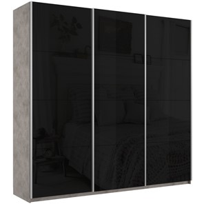 Шкаф Широкий Прайм (Черное стекло) 2400x570x2300, Бетон в Элисте