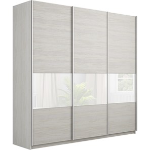 Шкаф 3-х дверный Широкий Прайм (ДСП / Белое стекло) 2400x570x2300, Ясень Анкор светлый в Элисте