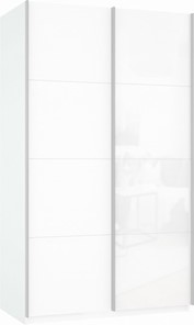 Шкаф-купе Прайм (ДСП/Белое стекло) 1400x570x2300, белый снег в Элисте