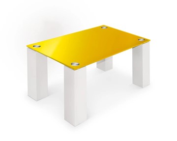 Стеклянный столик Колизей-8, белый/желтое стекло в Элисте