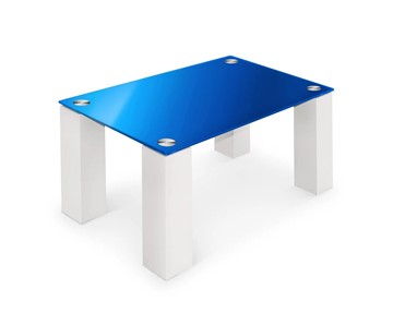 Стеклянный столик Колизей-8, белый/синее стекло в Элисте
