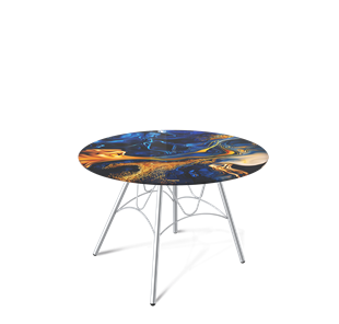 Круглый стол SHT-S100 / SHT-TT32 60 стекло/МДФ (синий сапфир/хром лак) в Элисте