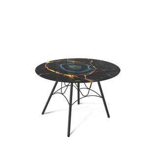 Круглый столик SHT-S100 / SHT-TT32 60 стекло/МДФ (титановый кварц/черный муар) в Элисте
