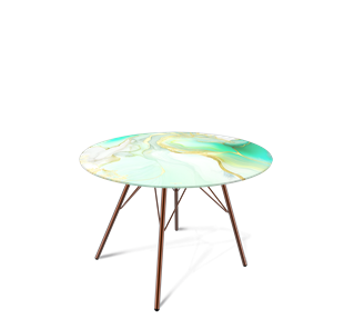 Круглый столик SHT-S37 / SHT-TT32 60 стекло/МДФ (лазурно голубой/медный металлик) в Элисте