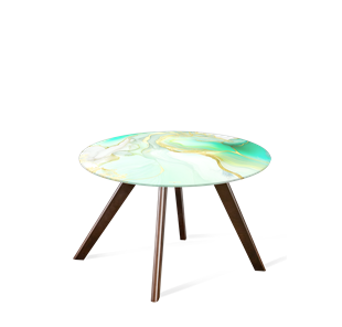 Круглый столик SHT-S39 / SHT-TT32 60 стекло/МДФ (лазурно голубой/венге) в Элисте
