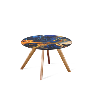 Круглый столик SHT-S39 / SHT-TT32 60 стекло/МДФ (синий сапфир/светлый орех) в Элисте