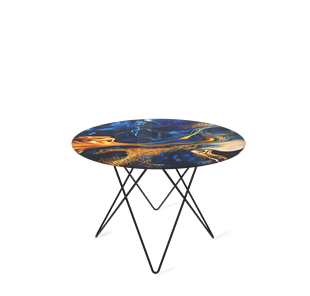 Круглый столик SHT-TU37 / SHT-TT32 60 стекло/МДФ (синий сапфир/черный муар) в Элисте